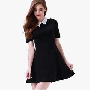 Aphratti Peter Pan Collar Black Wednesday Addams Mini Dress